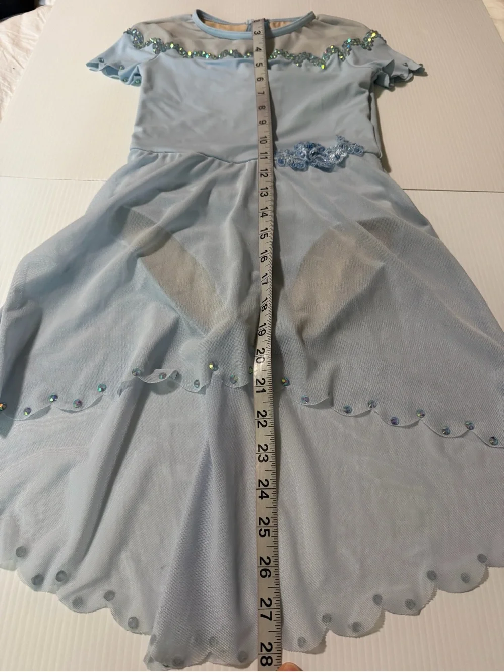 Weissman dance costume custom blue modest scallop dress Grow 13405 child IC 7/8